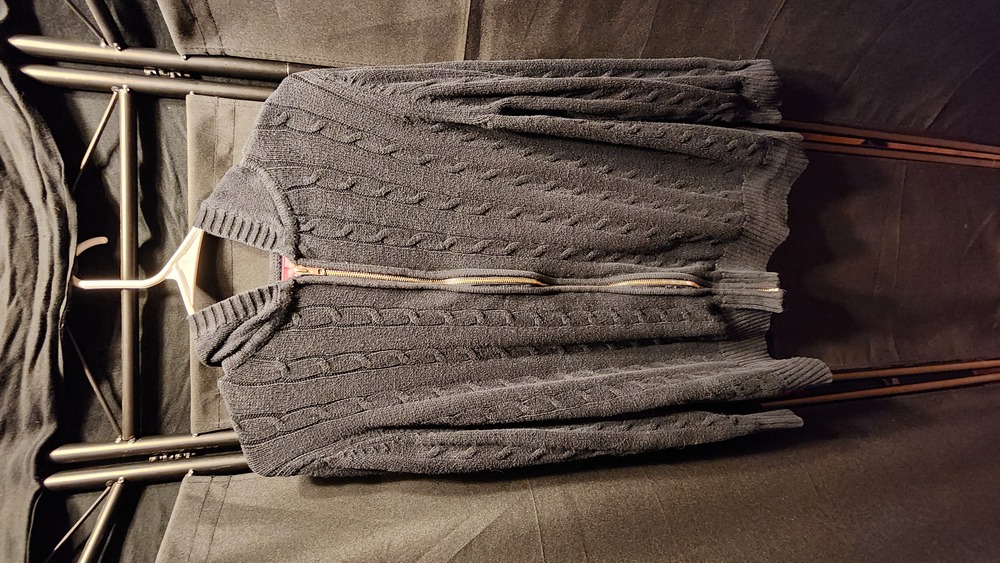 Pre-Owned Woman Within Black Knit Cardigan Jacket